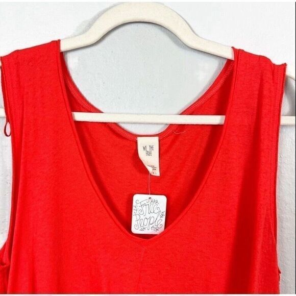 NWT WE THE FREE Hot Peachy Sleeveless Tiered Frayed Hem Tank Size XS - Picture 5 of 10